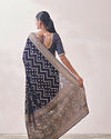 Mohey Women Navy Blue Zari Weaved Saree image number 2