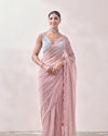 alt message - Mohey Women Aqua Pink Patterned Saree image number 0