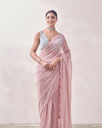 Mohey Women Aqua Pink Patterned Saree