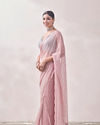 alt message - Mohey Women Aqua Pink Patterned Saree image number 3