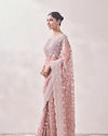 Mohey Women Blush Pink Zari Embroidered Saree