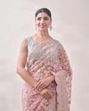 Blush Pink Zari Embroidered Saree image number 1