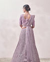 Mohey Women Mauve Shadow Purple Geometric Patterned Bridal Lehenga