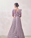 alt message - Mohey Women Mauve Shadow Purple Geometric Patterned Bridal Lehenga image number 3