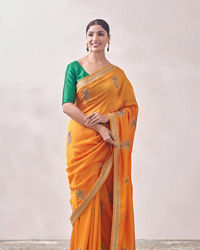 Mohey Women Mustard Yellow Saree