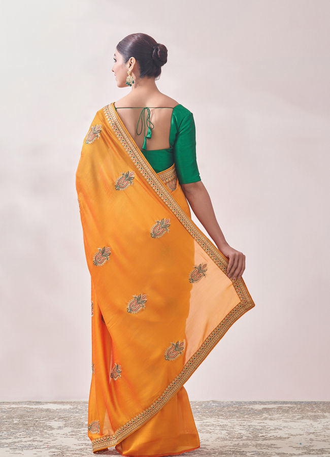 Mohey Women Mustard Yellow Saree