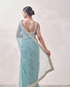 Mohey Women Aqua Blue Mirror work Saree