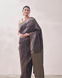 Mohey Women Royal Wine Patterned Saree