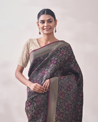 Mohey Women Royal Wine Patterned Saree