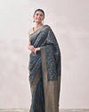 Mohey Women Teal Blue Floral Print Saree