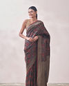 alt message - Mohey Women Maroon Floral Print Saree image number 0