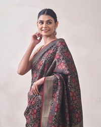 Mohey Women Maroon Floral Print Saree