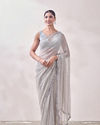 alt message - Mohey Women Smoke Grey Mirror Work Saree image number 0