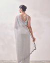 Mohey Women Smoke Grey Mirror Work Saree