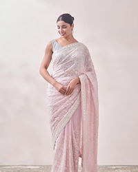 Mohey Women Light Pink Self Embroidered Saree