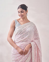 Mohey Women Light Pink Self Embroidered Saree