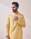 alt message - Manyavar Men Classy Yellow Kurta Set image number 0