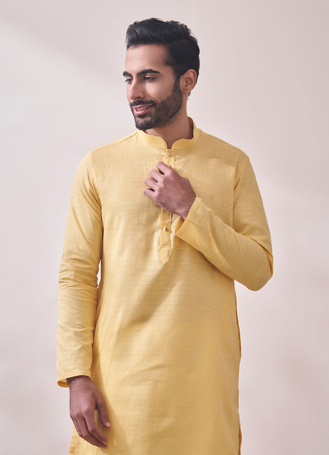 Manyavar yellow kurta with jacket sale