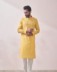 Manyavar Men Sunny Yellow Kurta Set