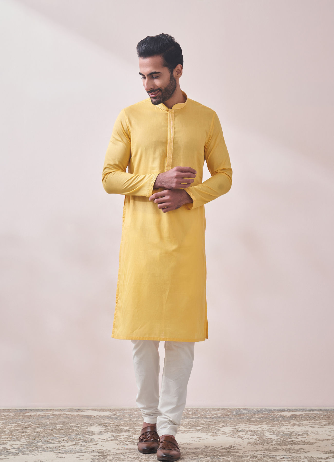 Manyavar Men Sunny Yellow Kurta Set