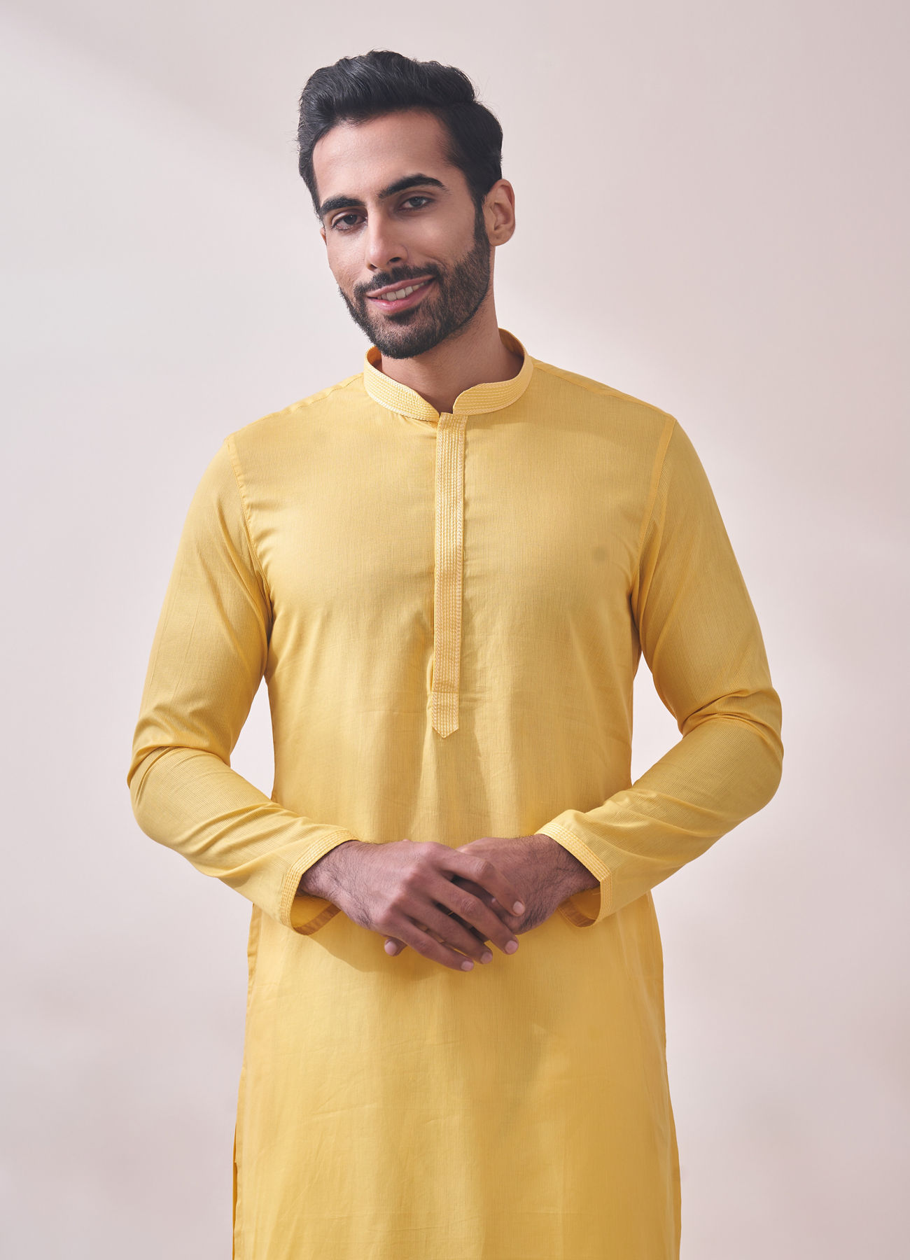 Manyavar Men Sunny Yellow Kurta Set