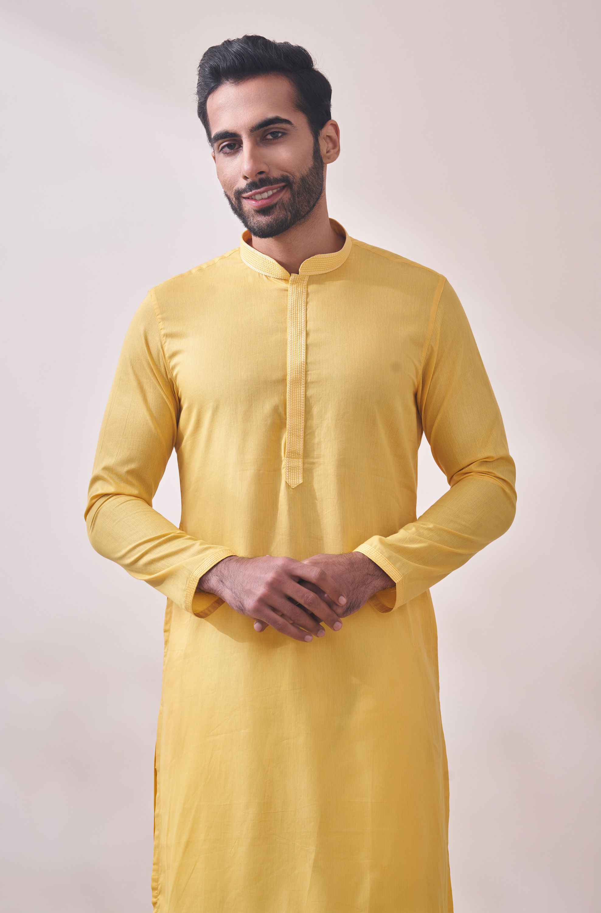 Manyavar Men Sunny Yellow Kurta Set