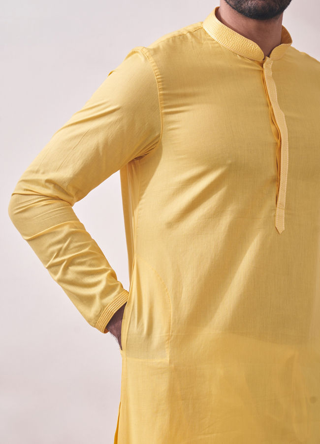 Manyavar Men Sunny Yellow Kurta Set