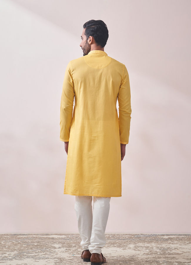 Manyavar Men Sunny Yellow Kurta Set