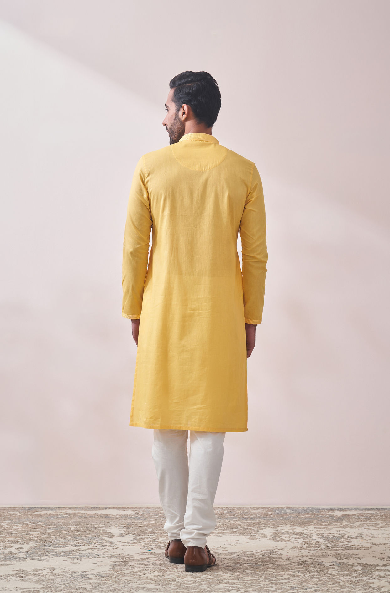 Manyavar Men Sunny Yellow Kurta Set