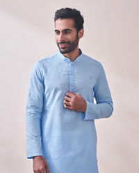 Manyavar Men Midnight Blue Chikanakri Kurta Set