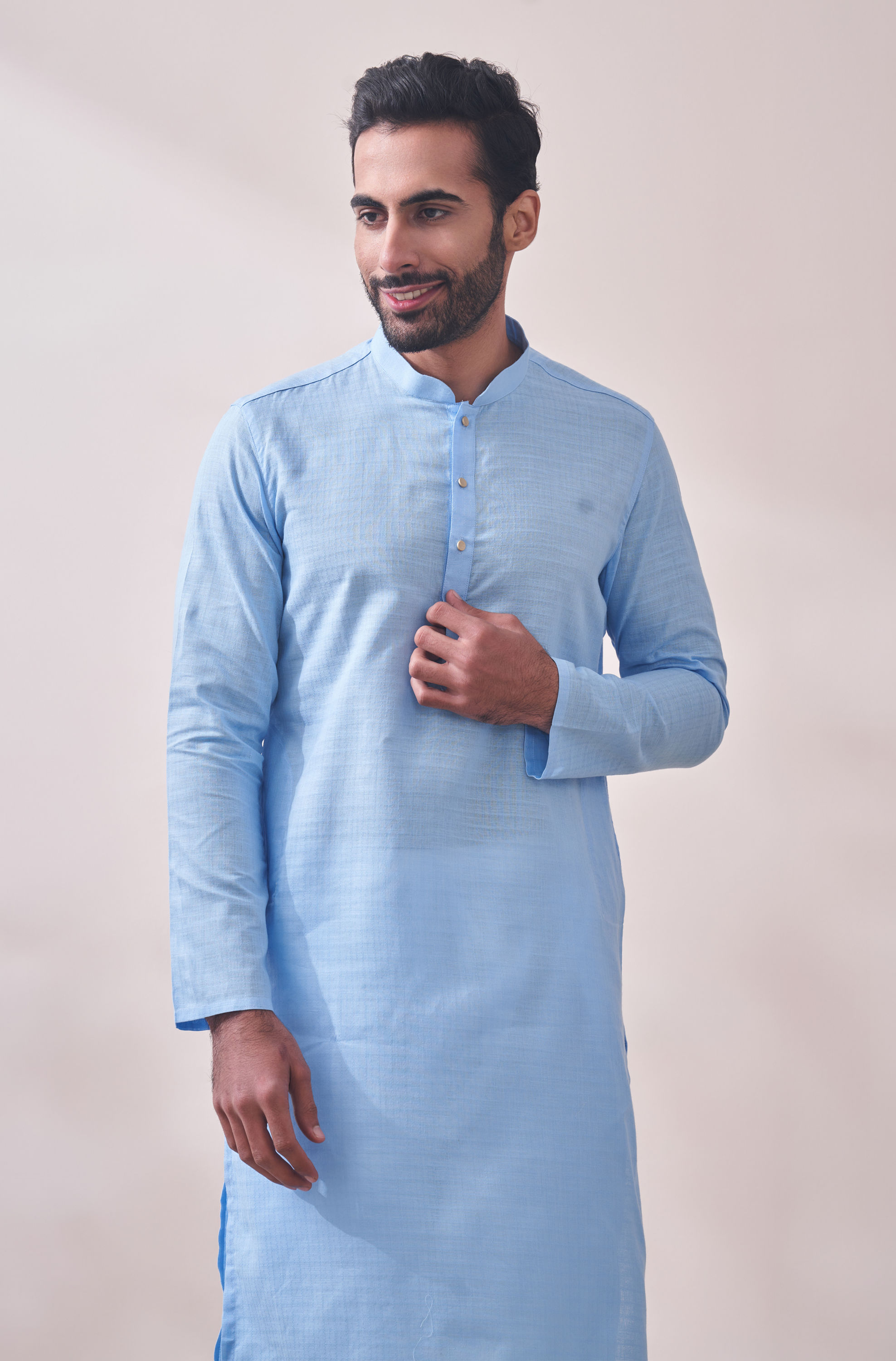 Manyavar Men Midnight Blue Chikanakri Kurta Set