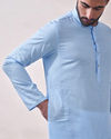 alt message - Manyavar Men Midnight Blue Chikanakri Kurta Set image number 2