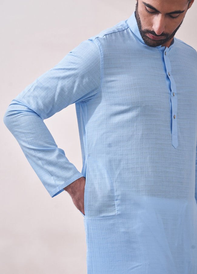 Manyavar Men Midnight Blue Chikanakri Kurta Set