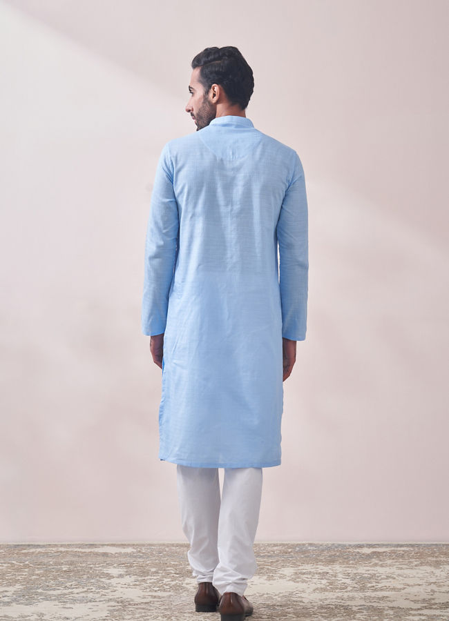 Manyavar Men Midnight Blue Chikanakri Kurta Set