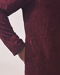 Twamev Men Berry Wine Kurta Set