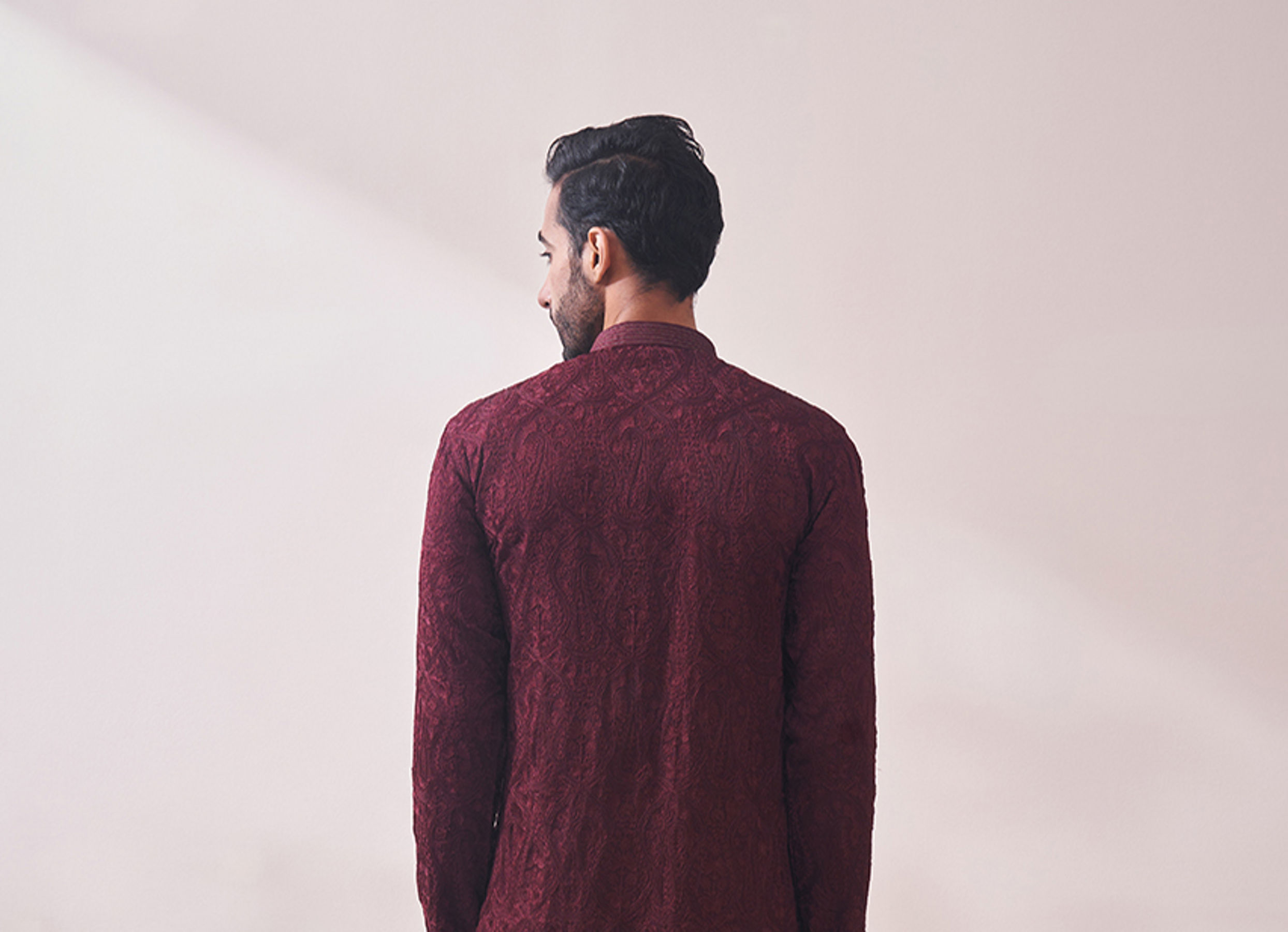 Twamev Men Berry Wine Kurta Set