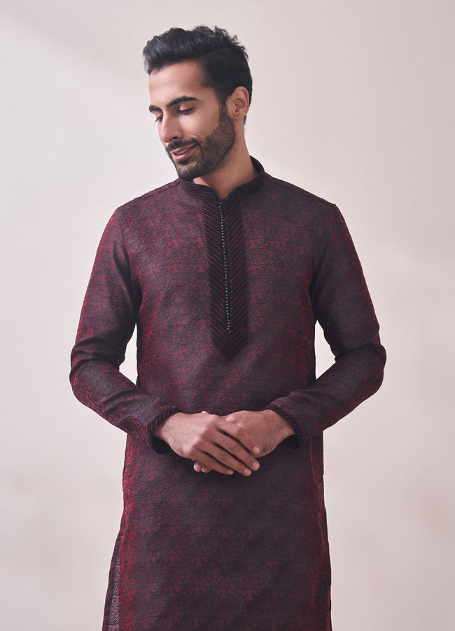 Classy Maroon Kurta Set image number 0