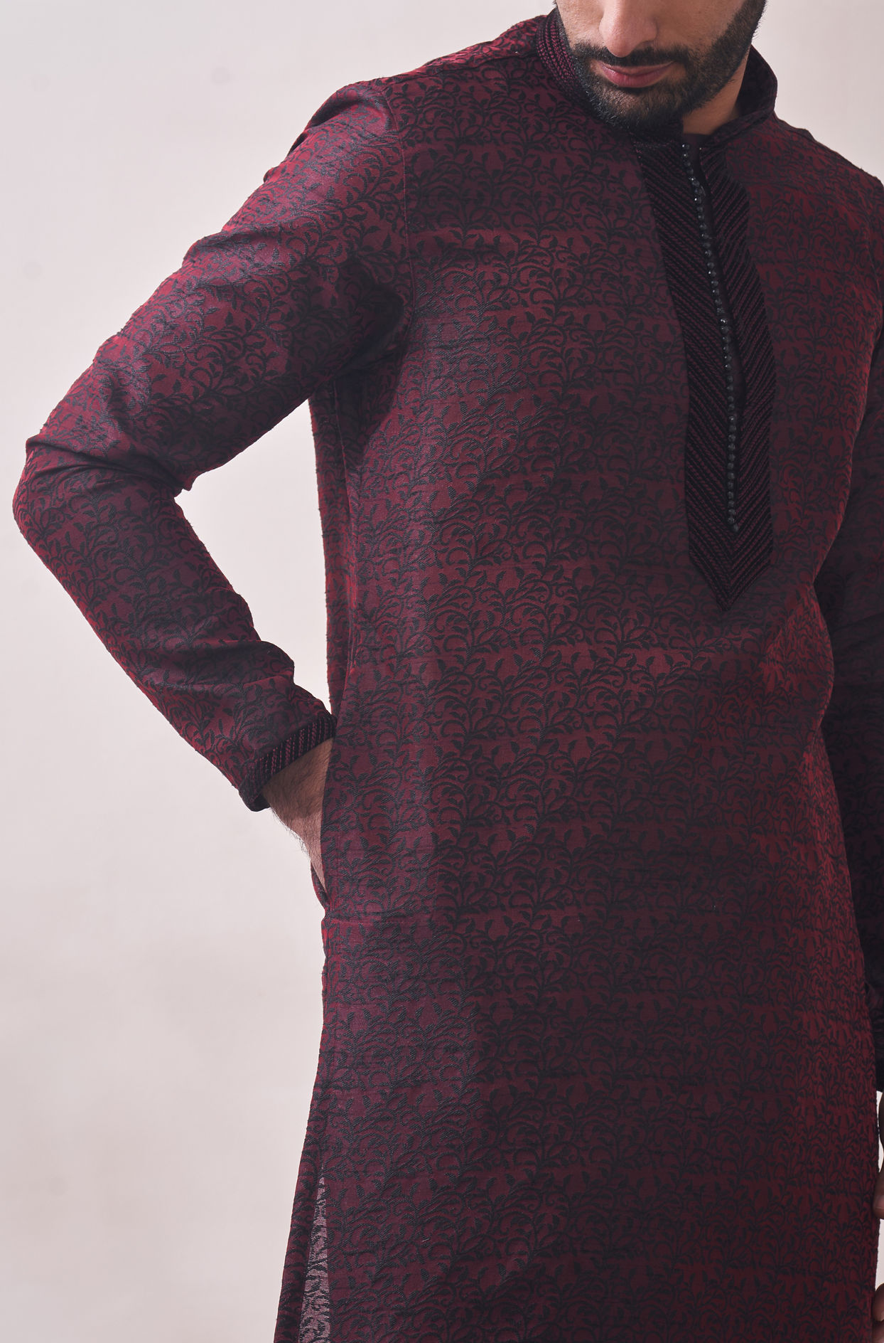 Manyavar Men Classy Maroon Kurta Set