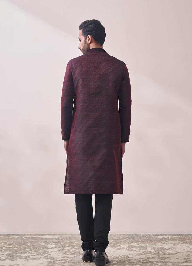 Classy Maroon Kurta Set image number 4