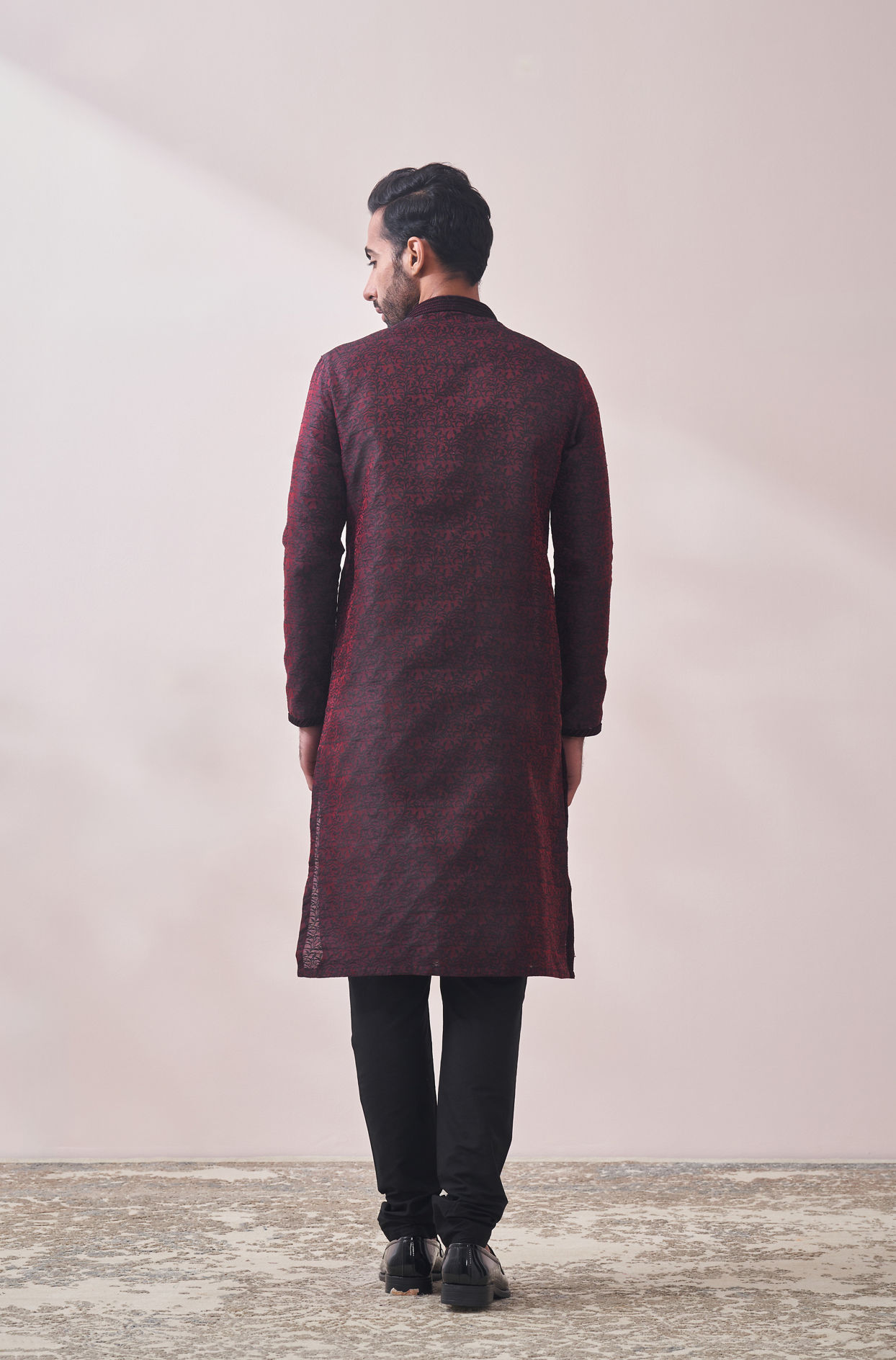 Manyavar Men Classy Maroon Kurta Set