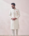 alt message - Manyavar Men Plush Off White Sherwani image number 1