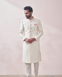 Manyavar Men Plush Off White Sherwani