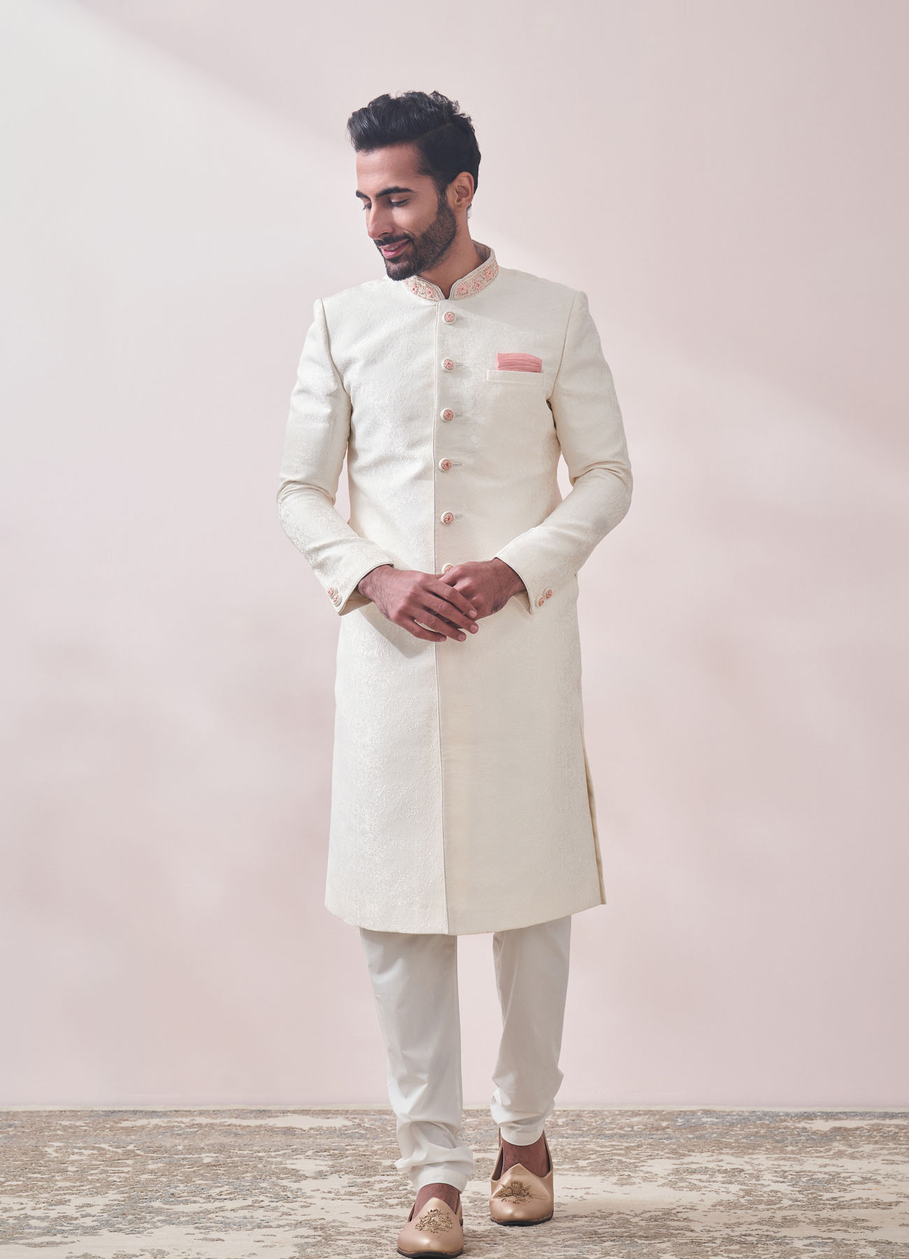 Manyavar Men Plush Off White Sherwani