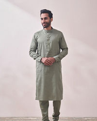 Manyavar Men Moss Green Kurta Set