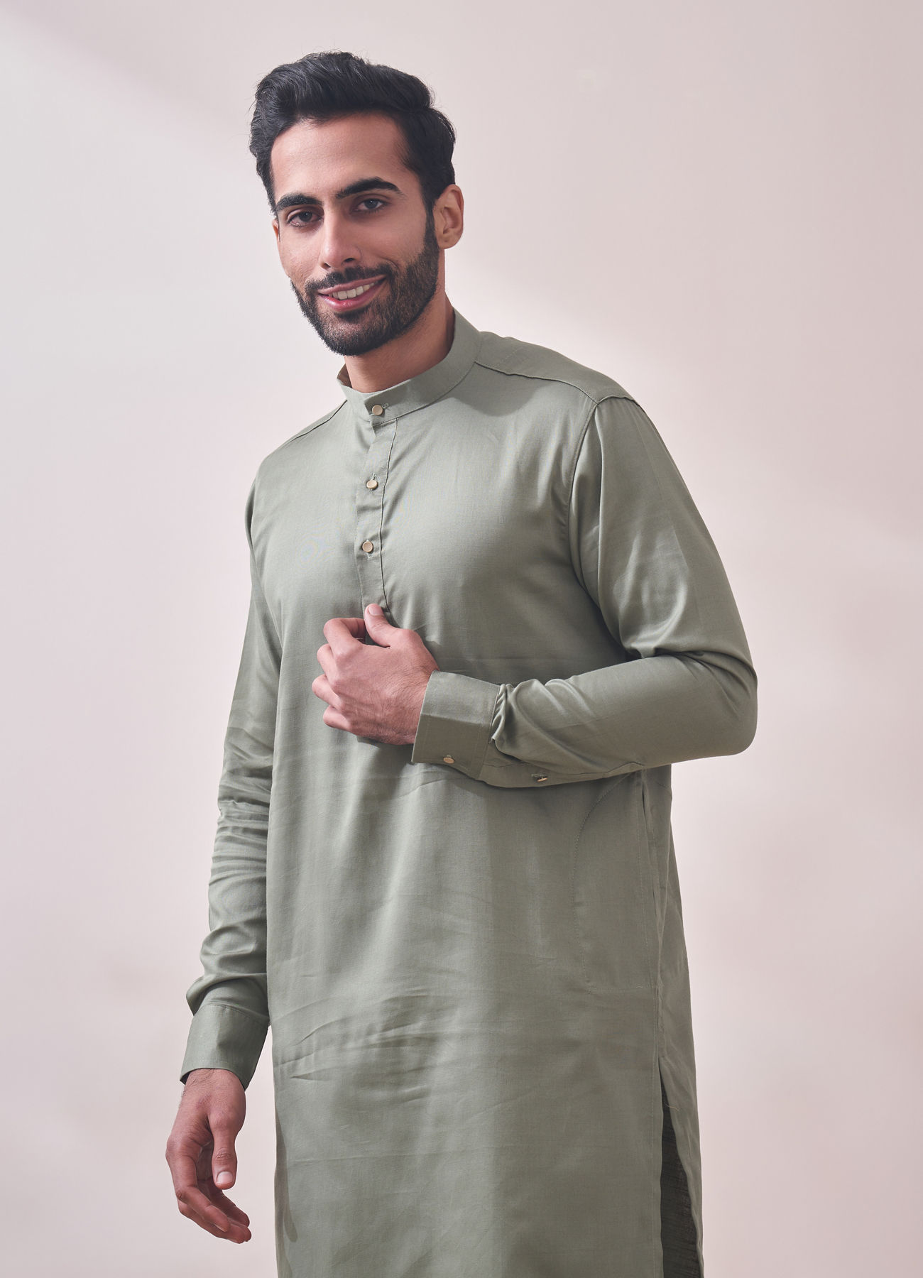 Manyavar Men Moss Green Kurta Set