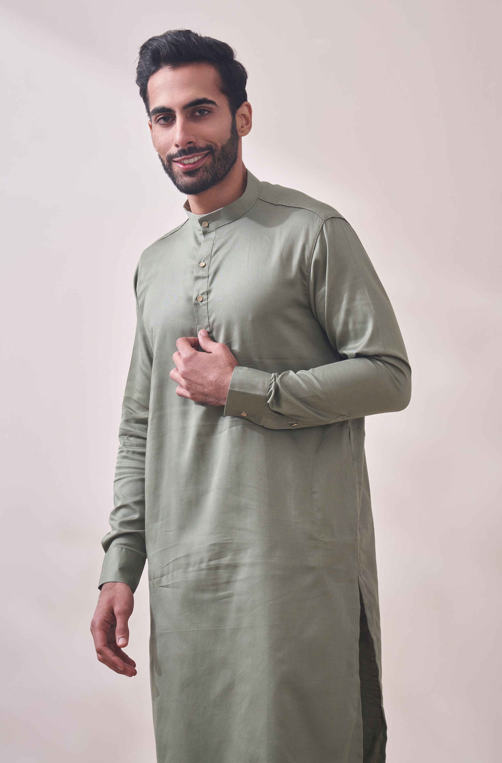 Manyavar Men Moss Green Kurta Set