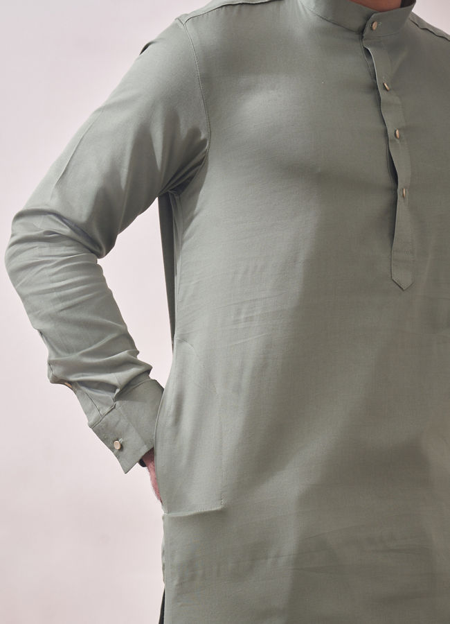 Manyavar Men Moss Green Kurta Set