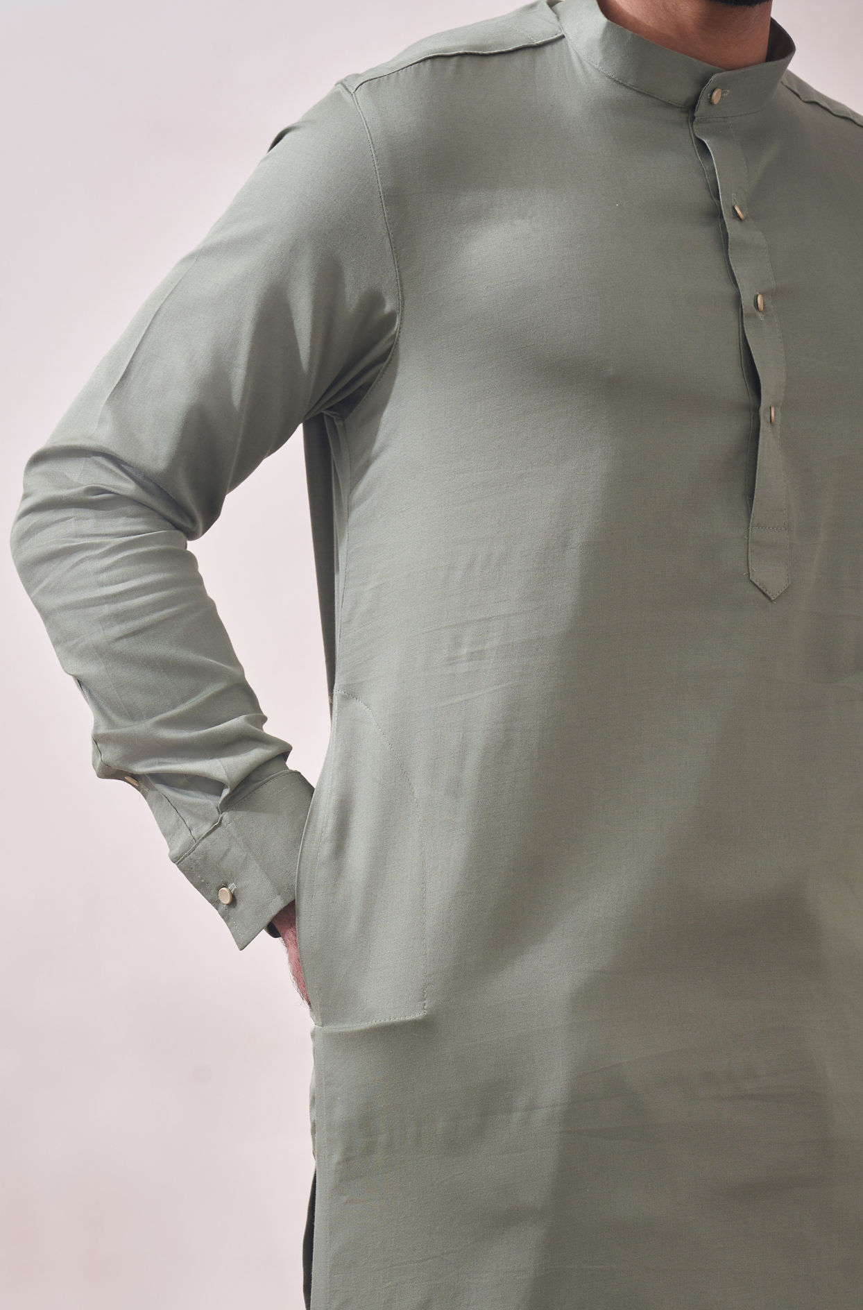 Manyavar Men Moss Green Kurta Set