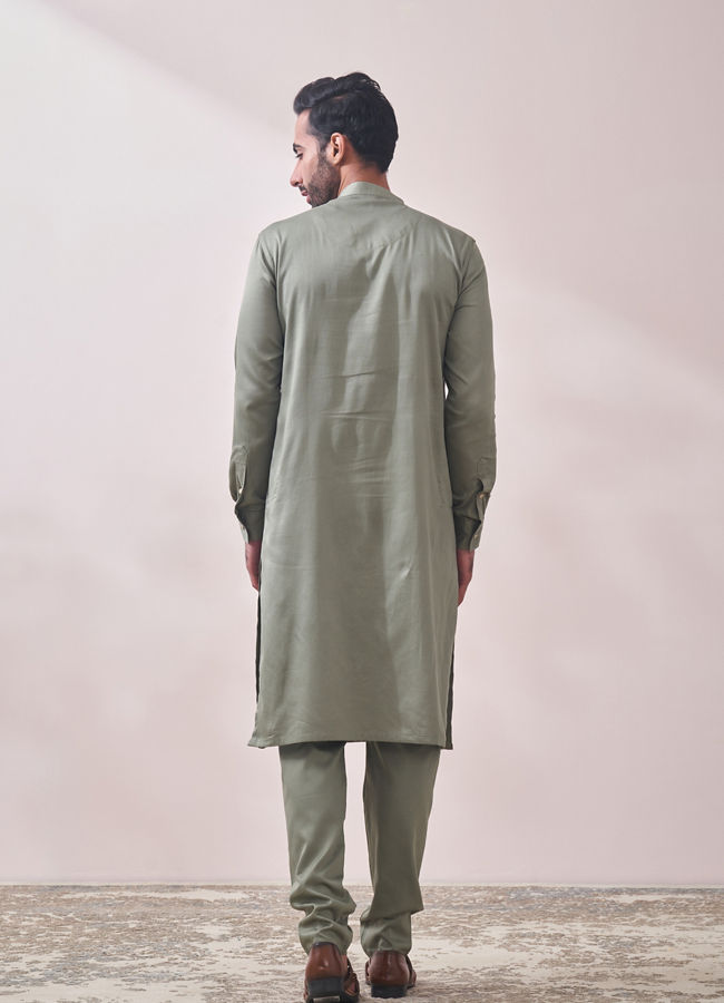 Manyavar Men Moss Green Kurta Set
