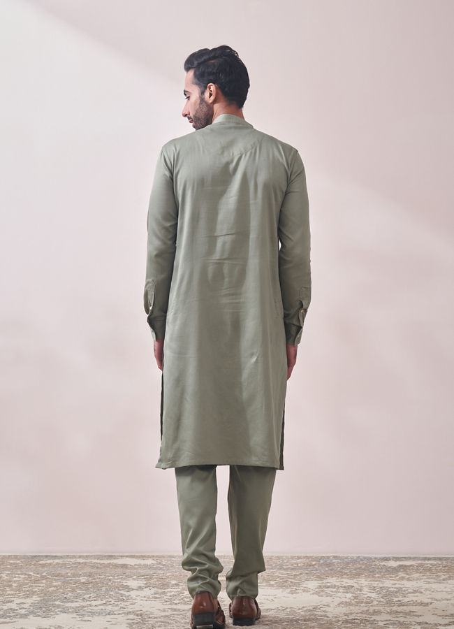 Moss Green Kurta Set image number 4